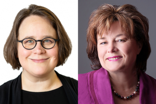 Die Bildunsgexpertinnen Andrea Schaffar (u.a. Universität Wien) und Andrea Schlager (Donau-Universität Krems). Fotos: Luiza Puiu / HochZwei