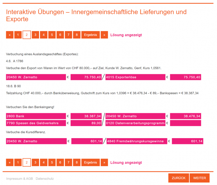 Nach dem Anzeigen der Lösung erscheint die Teilaufgabe im gelösten Modus mit allen richtigen Eingaben.