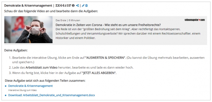 Aufgabe zu Demokratie und Krisenmanagement