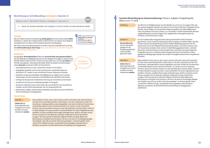 Deutsch-Matura jetzt! bietet Erklärungen und Musterlösungen zu jeder Textsorte