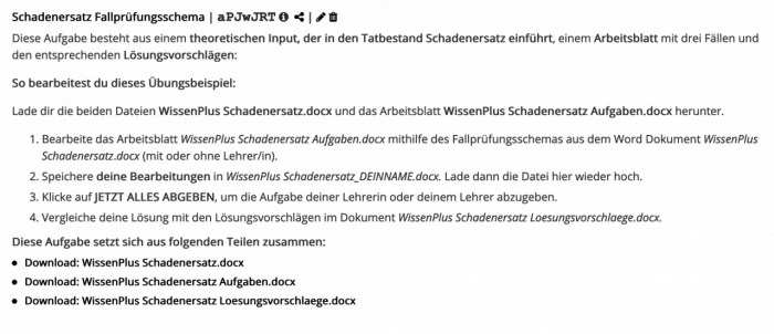Lernen Will Mehr! WissenPlus Schadenersatz Fallpruefungsschema Aufgabe Lernraum