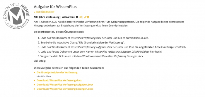 Die Verfassung Lernraum Aufgabe