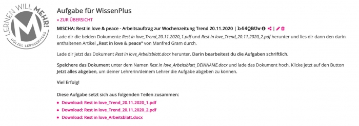 Rest in love and peace Lernraum Aufgabe MISCHA