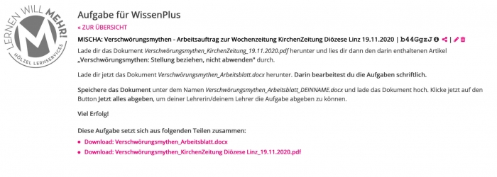 Verschwoerungstheorien Lernraum Aufgabe MISCHA