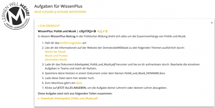 Lernraumaufgabe Politik und Musik Demokratiewebstatt WissenPlus cXpU9Qv