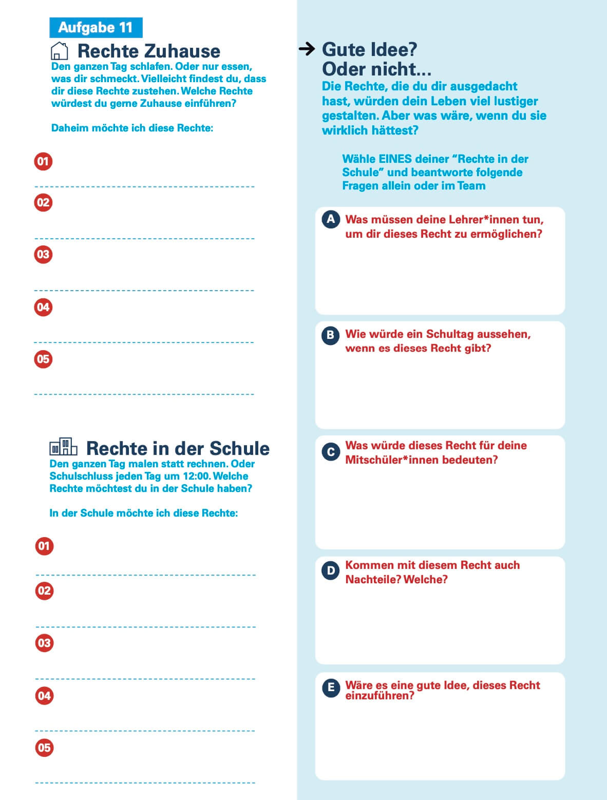 Aufgabe 11 Unicef MEHR! Was jetzt Kinderrechtetag