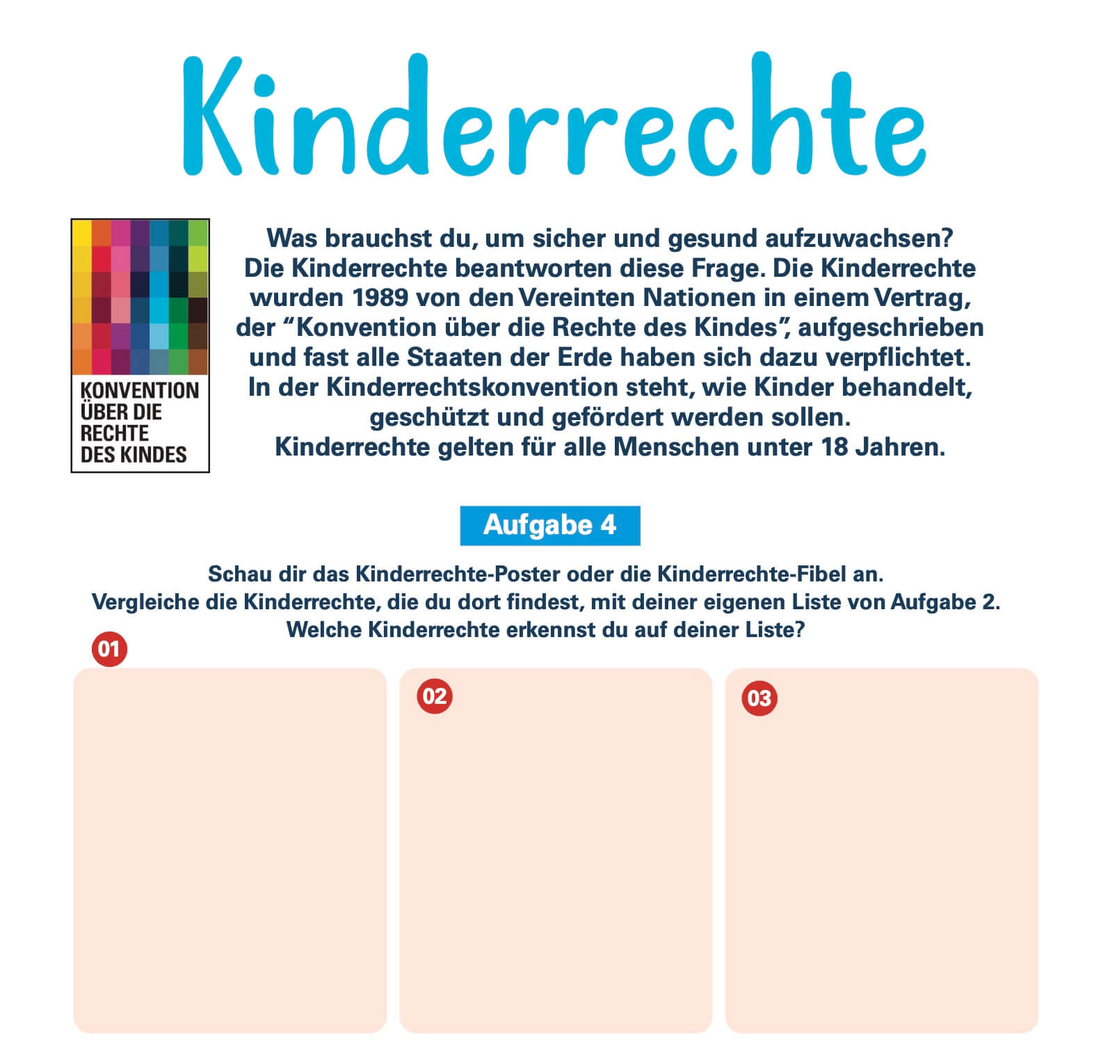 Kinderrechte Arbeitsheft Aufgabe 4 Unicef MEHR Wasjetzt