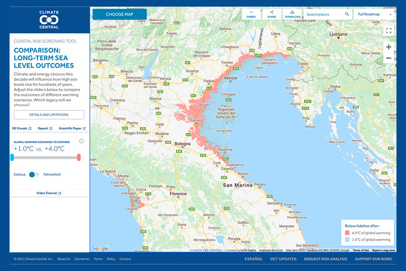 MEHR! | Bildungsmagazin Was jetzt | Risk Map © Climate Central