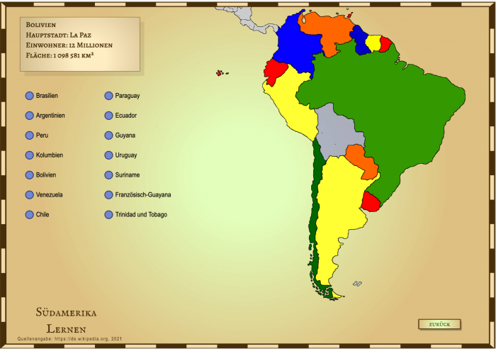 Land lernen Lernspiel Geografie