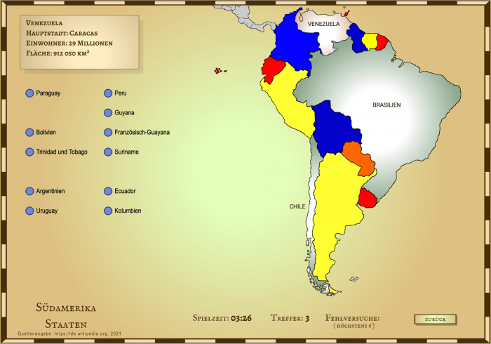 Staaten zuordnen Geografie Lernspiel