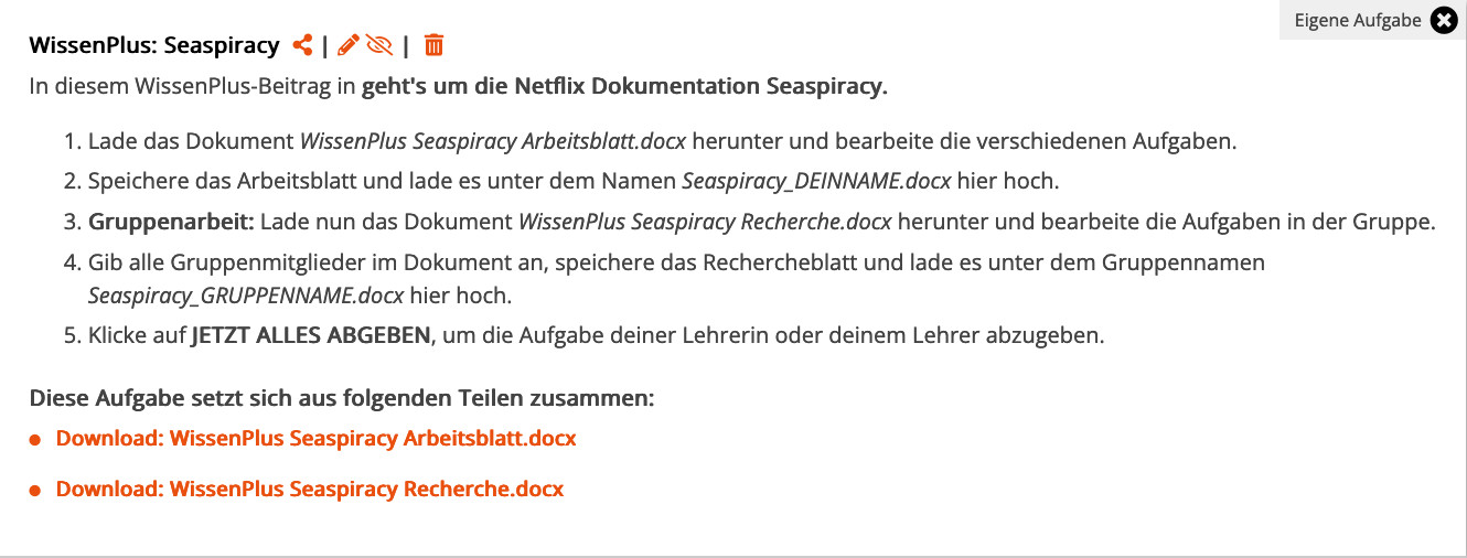 WissenPlus_Seaspiracy Lernraum Aufgabe