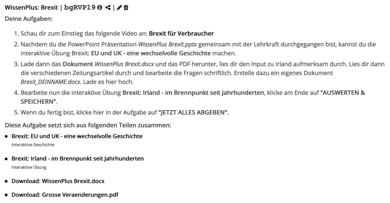 Brexit Lernraum Aufgabe WissenPlus Lernen will MEHR!