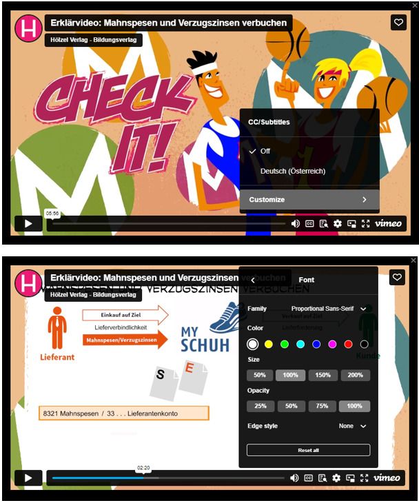 Screenshot eines Erklärvideos mit der Option "Customize" und den individuellen Einstellungsmöglichkeiten Screenshot eines Erklärvideos mit der Option "Customize" und den individuellen Einstellungsmöglichkeiten