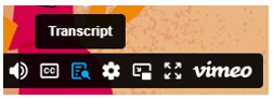 Screenshot: Aktivierung des Transcrips über die Symbolleiste Einblenden des Transkripts
