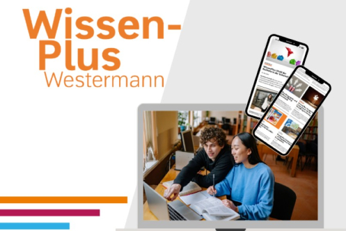 WissenPlus Westermann Markenlogo | Bildschirm mit 2 Handy Geräten