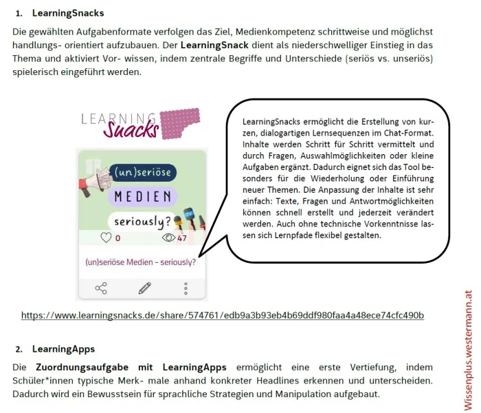 Screenshot der Oberfläche LearningApps.de | Mag. Joanna Harb-Nieniewska, MEd Screenshot der Oberfläche LearningApps.de mit einem Erklärungstext, was die App kann und einem Link